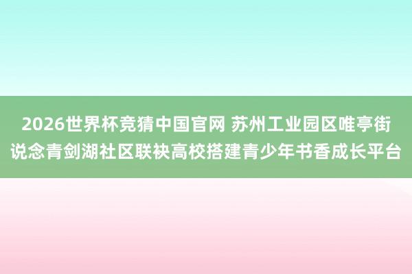2026世界杯竞猜中国官网 苏州工业园区唯亭街说念青剑湖社区联袂高校搭建青少年书香成长平台