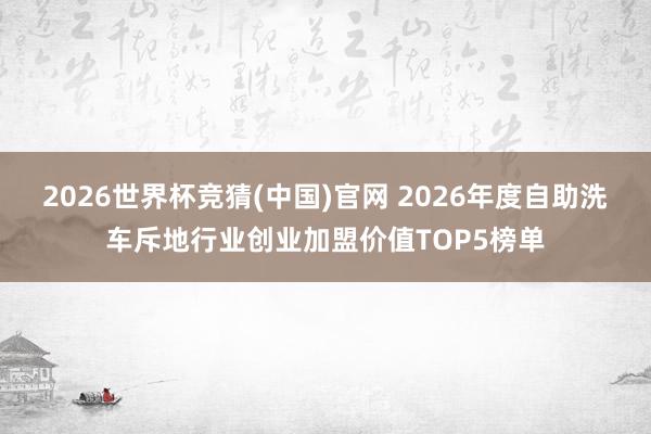 2026世界杯竞猜(中国)官网 2026年度自助洗车斥地行业创业加盟价值TOP5榜单