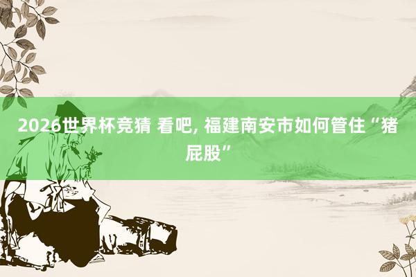 2026世界杯竞猜 看吧, 福建南安市如何管住“猪屁股”
