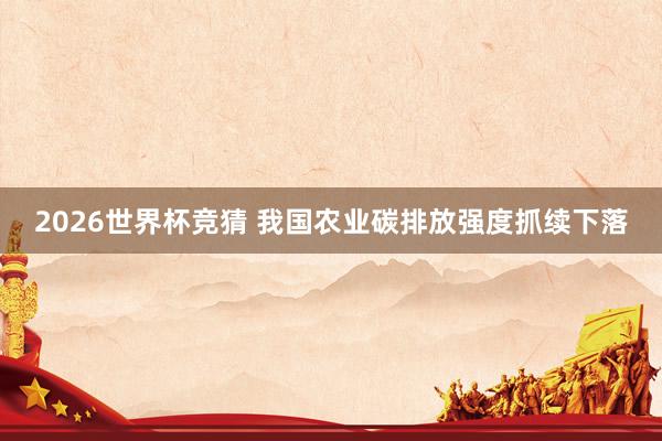2026世界杯竞猜 我国农业碳排放强度抓续下落