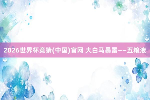 2026世界杯竞猜(中国)官网 大白马暴雷——五粮液