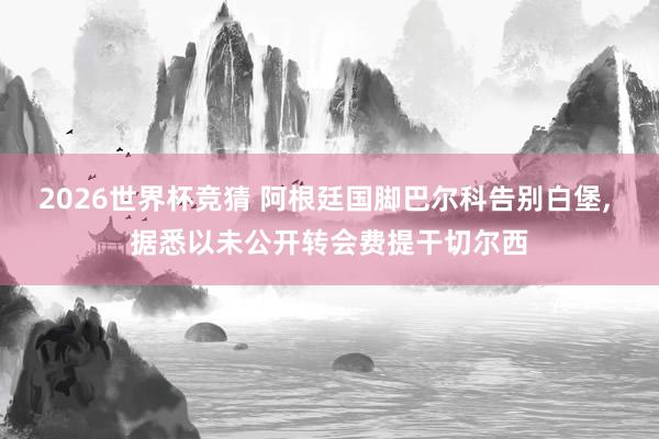 2026世界杯竞猜 阿根廷国脚巴尔科告别白堡， 据悉以未公开转会费提干切尔西