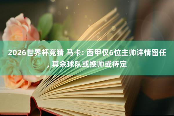 2026世界杯竞猜 马卡: 西甲仅6位主帅详情留任, 其余球队或换帅或待定