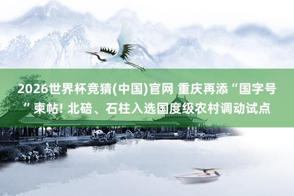 2026世界杯竞猜(中国)官网 重庆再添“国字号”柬帖! 北碚、石柱入选国度级农村调动试点