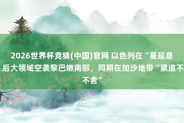 2026世界杯竞猜(中国)官网 以色列在“蔓延息兵”后大领域空袭黎巴嫩南部,同期在加沙地带“紧追不舍”