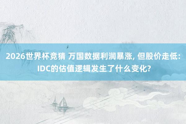 2026世界杯竞猜 万国数据利润暴涨， 但股价走低: IDC的估值逻辑发生了什么变化?