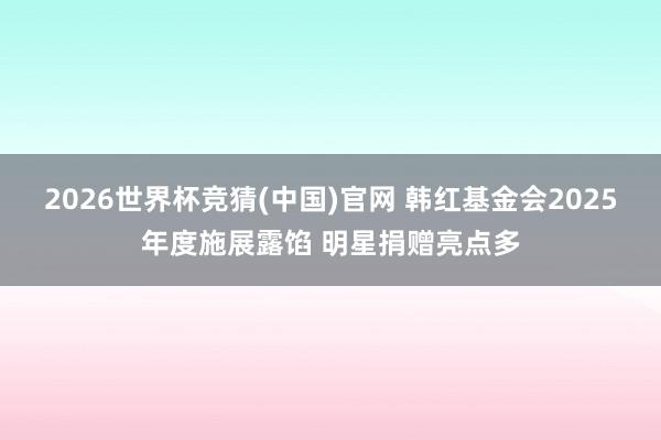 2026世界杯竞猜(中国)官网 韩红基金会2025年度施展露馅 明星捐赠亮点多