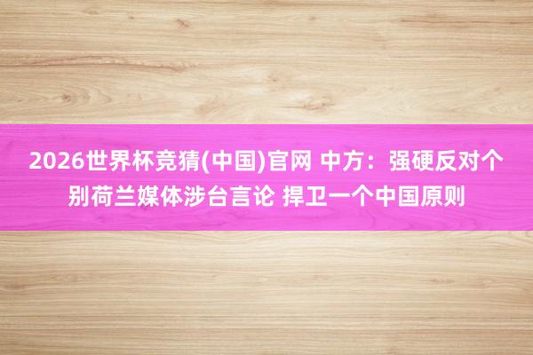 2026世界杯竞猜(中国)官网 中方:强硬反对个别荷兰媒体涉台言论 捍卫一个中国原则