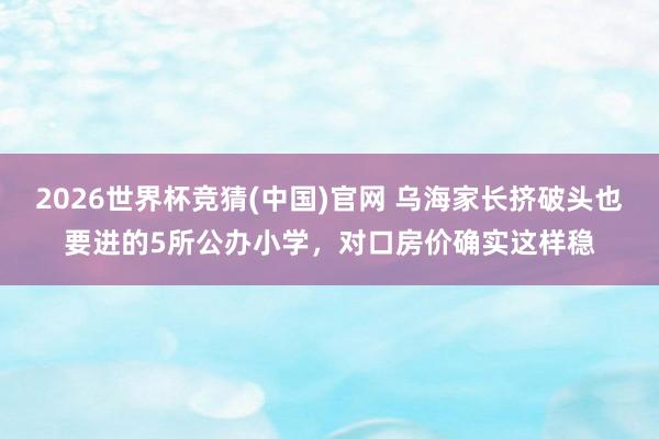2026世界杯竞猜(中国)官网 乌海家长挤破头也要进的5所公办小学,对口房价确实这样稳