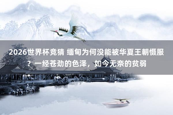 2026世界杯竞猜 缅甸为何没能被华夏王朝慑服?一经苍劲的色泽,如今无奈的贫弱