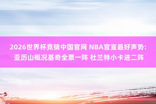 2026世界杯竞猜中国官网 NBA官宣最好声势: 亚历山概况基奇全票一阵 杜兰特小卡进二阵