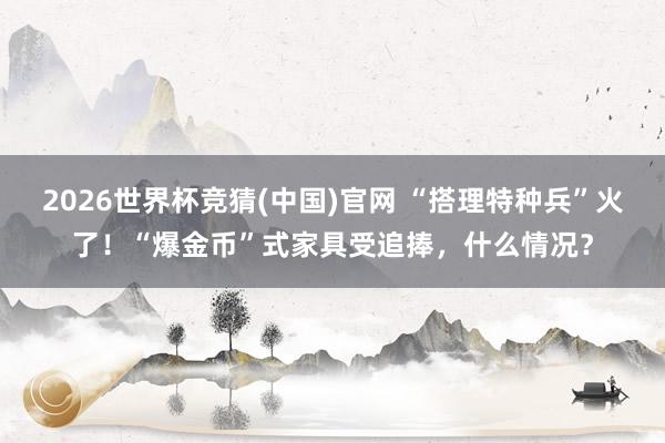 2026世界杯竞猜(中国)官网 “搭理特种兵”火了!“爆金币”式家具受追捧,什么情况?