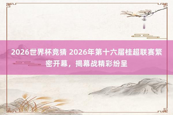 2026世界杯竞猜 2026年第十六届桂超联赛繁密开幕,揭幕战精彩纷呈