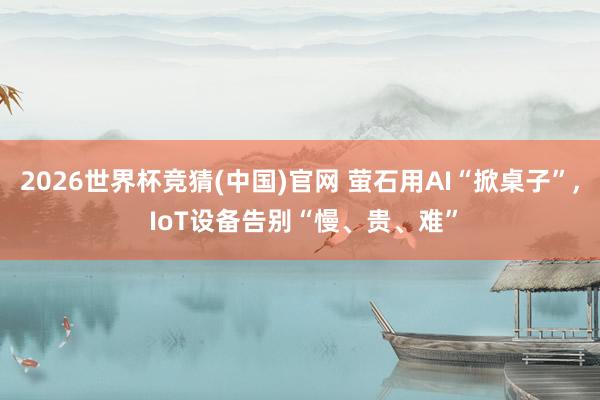 2026世界杯竞猜(中国)官网 萤石用AI“掀桌子”, IoT设备告别“慢、贵、难”