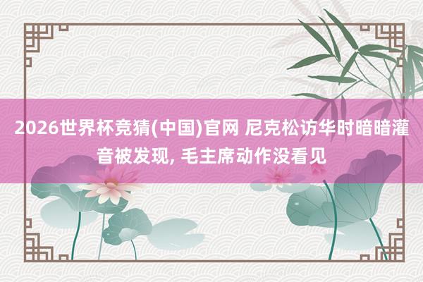 2026世界杯竞猜(中国)官网 尼克松访华时暗暗灌音被发现, 毛主席动作没看见