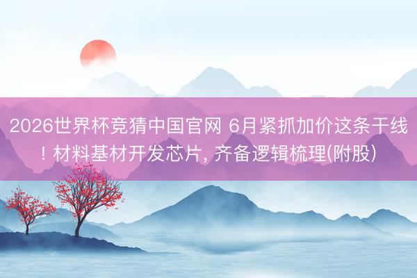 2026世界杯竞猜中国官网 6月紧抓加价这条干线! 材料基材开发芯片, 齐备逻辑梳理(附股)