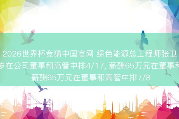 2026世界杯竞猜中国官网 绿色能源总工程师张卫离任, 年岁59岁在公司董事和高管中排4/17, 薪酬65万元在董事和高管中排7/8