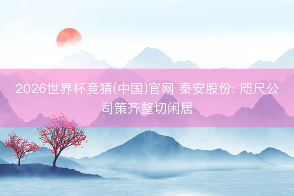 2026世界杯竞猜(中国)官网 秦安股份: 咫尺公司策齐整切闲居