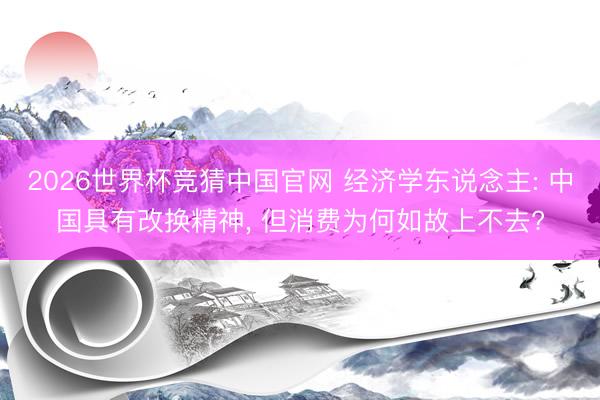 2026世界杯竞猜中国官网 经济学东说念主: 中国具有改换精神， 但消费为何如故上不去?
