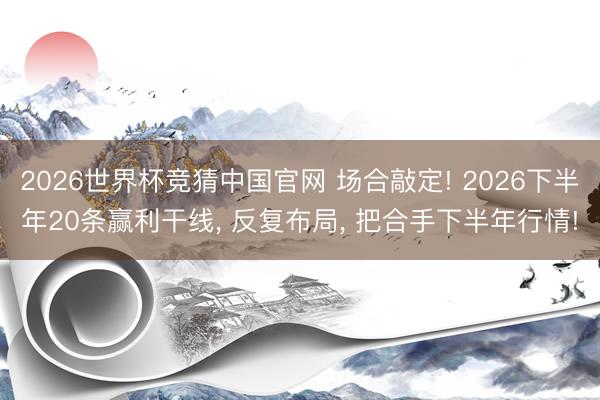 2026世界杯竞猜中国官网 场合敲定! 2026下半年20条赢利干线， 反复布局， 把合手下半年行情!