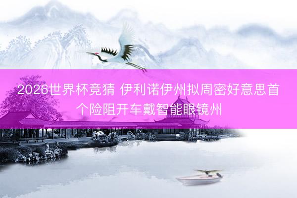2026世界杯竞猜 伊利诺伊州拟周密好意思首个险阻开车戴智能眼镜州